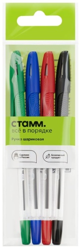 Ручка шариковая СТАММ Орбита 150 РШ-30832-4 4 шт, 0.7 мм, цвет чернил черный, зеленый, красный, синий
