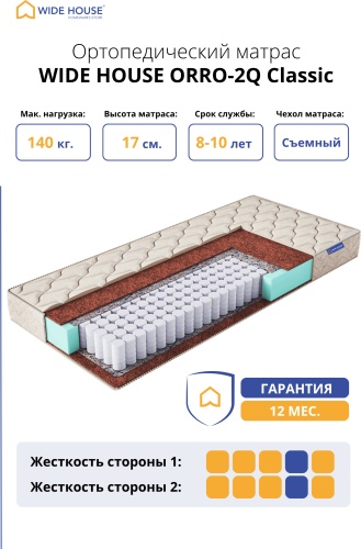 Матрас WIDE HOUSE ORRO-2Q Classic, 150x180x17 см