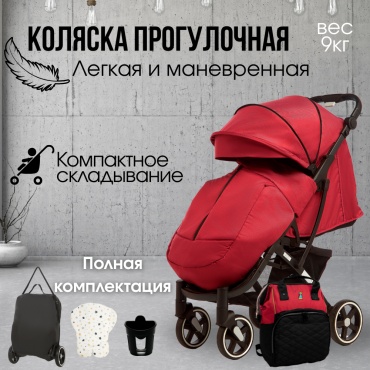 Коляска прогулочная Wingoffly SunnyStroll E2, красный