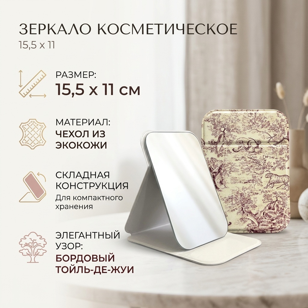 Зеркало настольное косметическое 15,5-11