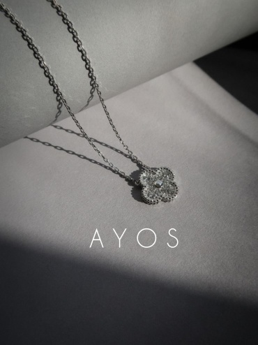 Колье AYOS Ванклиф Клевер под бриллиант 925 silver/3 длина 50 см вес 2 г серебро, фианит
