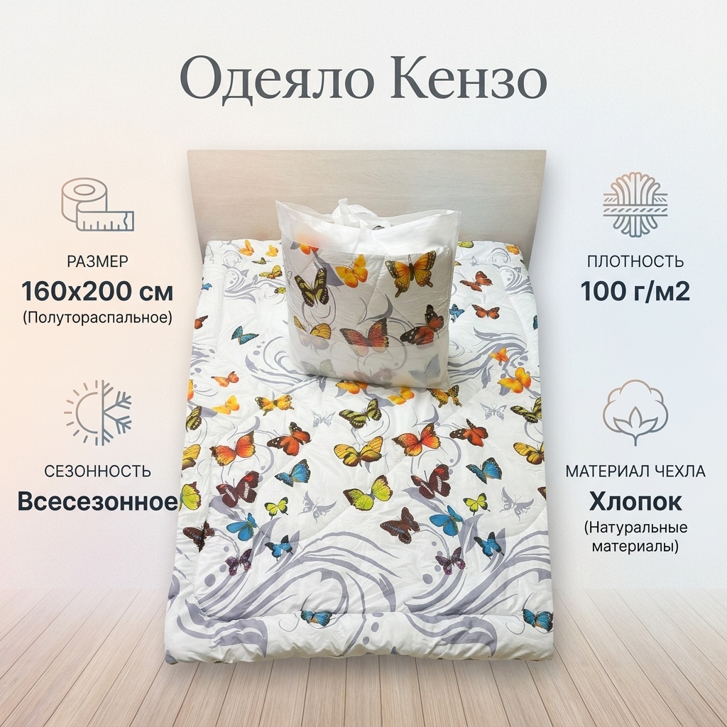 Одеяло Кензо 160x200 всесезонное