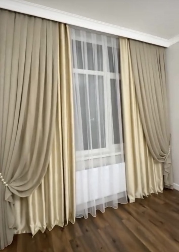Комплект ИП Куанышева 400x280 см 5 шт, полиэстер, блэкаут, тюль, белый, золотистый