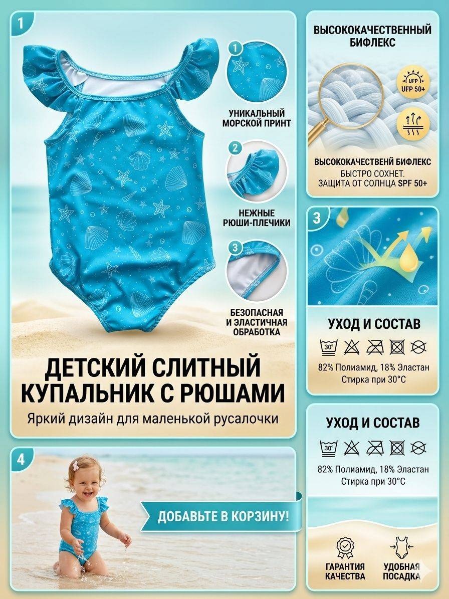 Слитный купальник Lyra kids голубой