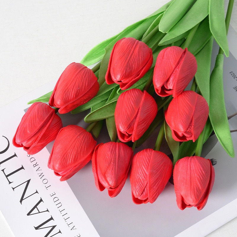 Цветок тюльпан 33 см, Red 9 шт.