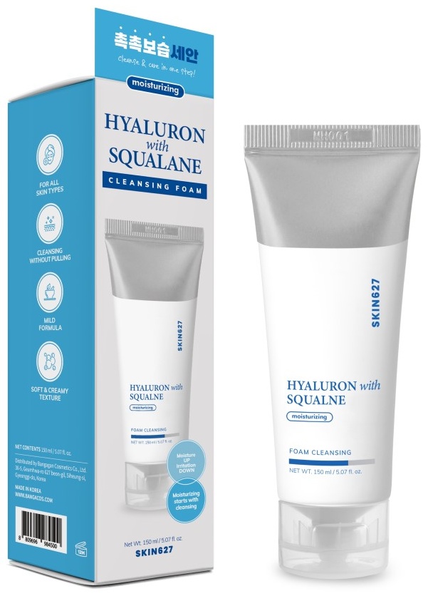 Skin627 HYALURON with SQUALANE Moisturizing Cleansing Foam пенка 150 мл