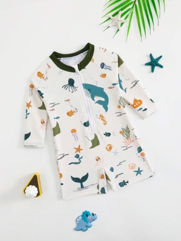 Купальник слитный Swimwear бежевый, хаки