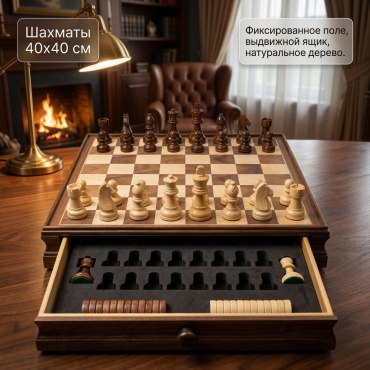Шахматы и шашки 2 в 1 Викинг дерево 40x40 см
