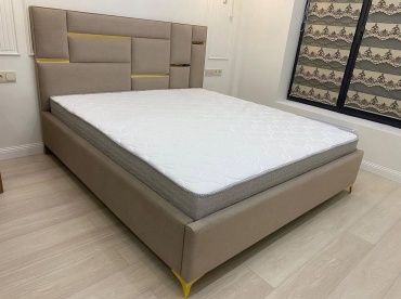 Кровать Torino Qwerty двуспальная, 160x200 см (с матрасом, подъёмный механизм) бежевый