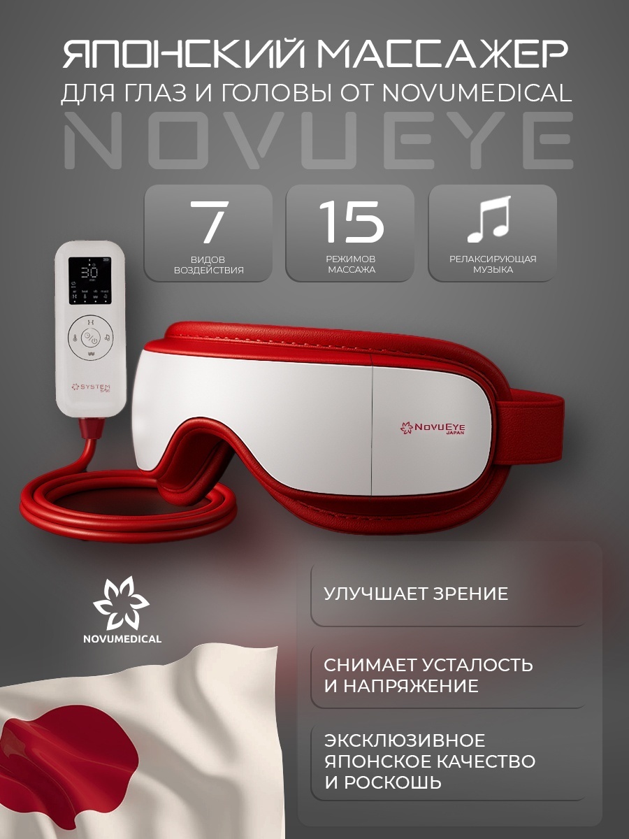 Массажер NovuEye очки акупунктурный, вибрационный, разогревающий, инфракрасный прогрев