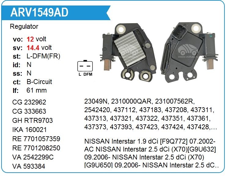 KRAUF щетки генератора ARV1549AD