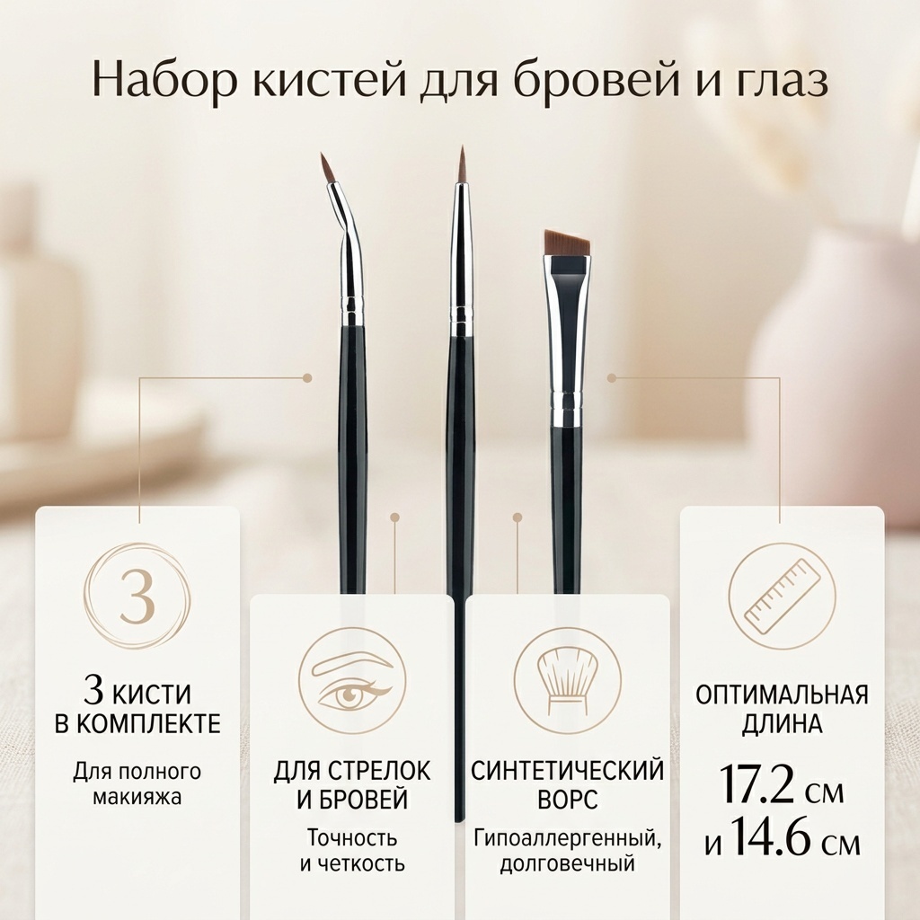 Набор кистей для бровей и глаз 3