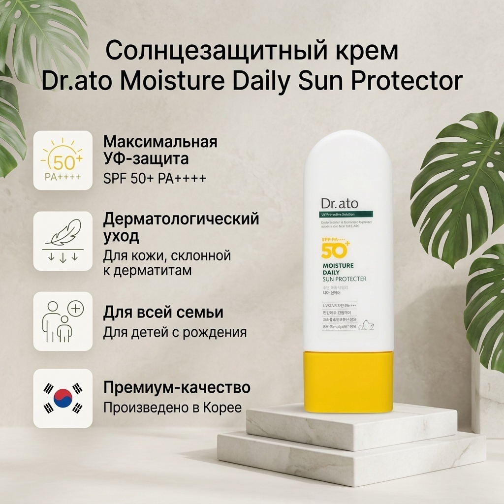 Dr.ato крем Moisture Daily Sun Protector для лица, для зоны декольте 50 мл