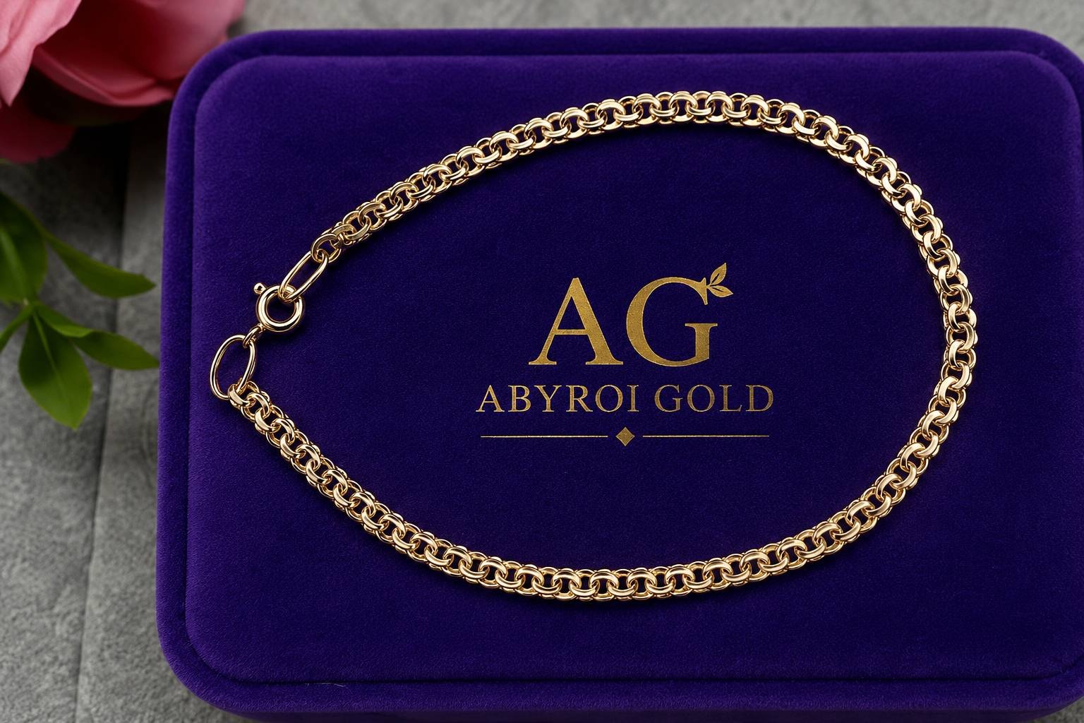 ABYROI GOLD 0605 длина 18 см, вес 1.6 г золото, плетение бисмарк