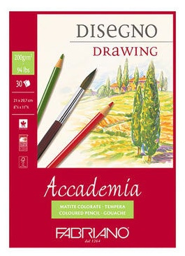 FABRIANO альбом для зарисовок, набросков Accademia 200 г/м2, 30 листов 21 х 29.7 см, спираль, 41202129
