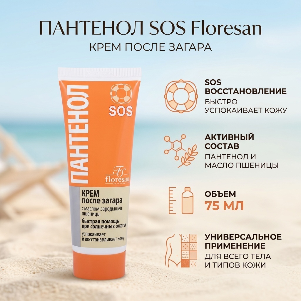 Floresan Пантенол Sos крем для тела 75 мл