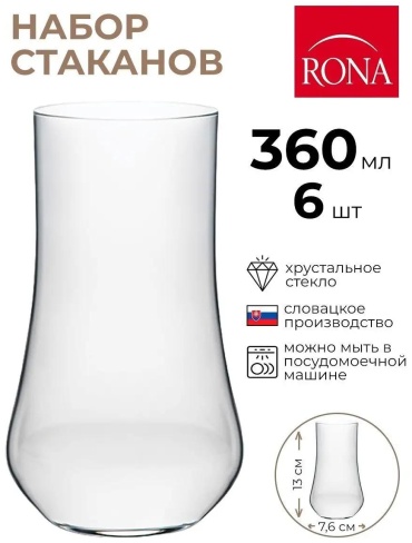 Набор стаканов 360 мл, стекло, жаропрочное стекло, стеклокерамика, закаленное стекло, стеклонаполненный полиамид, боросиликатное стекло, 6 шт