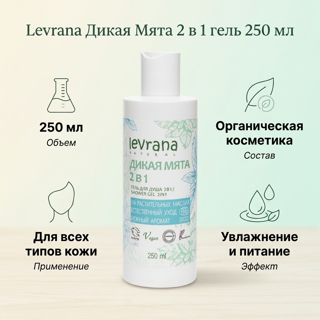 Levrana Дикая Mята 2 в 1 гель 250 мл