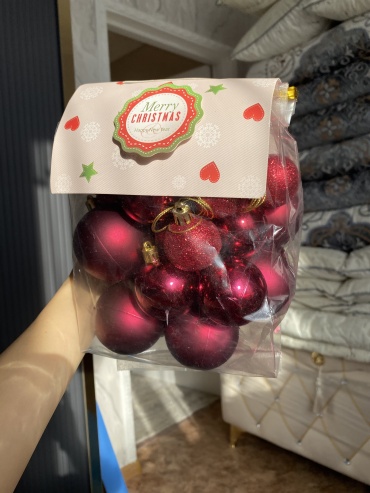 Шарики,Merry Christmas пластик 26 шт, красный