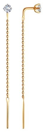 Серьги-цепочки Diamant EAR-DI-585-657754 вес 0.65 г золото, фианит