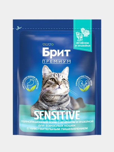 Brit Premium Sensitive для взрослых с чувствительным пищеварением индейка, ягненок 0.4 кг