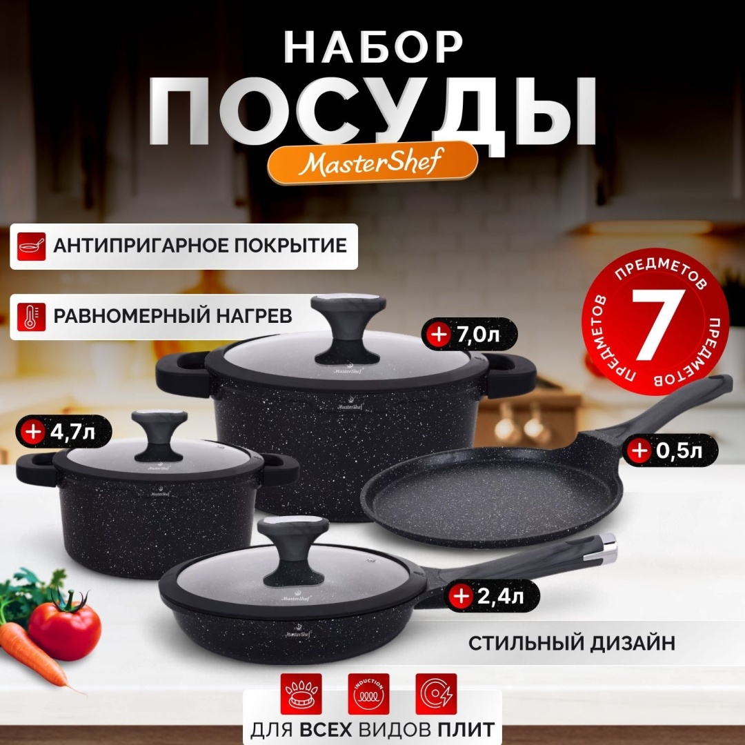 Набор казанов MasterShef MF-1066 4 в 1