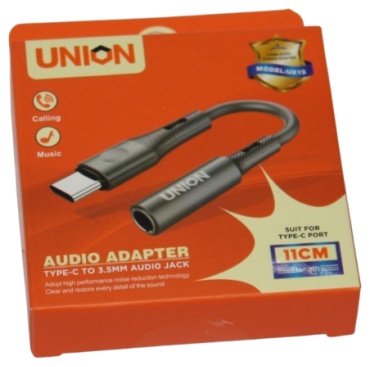 Кабель Union USB TypeC (M), 3.5 мм jack (F), 0.11 м, серый
