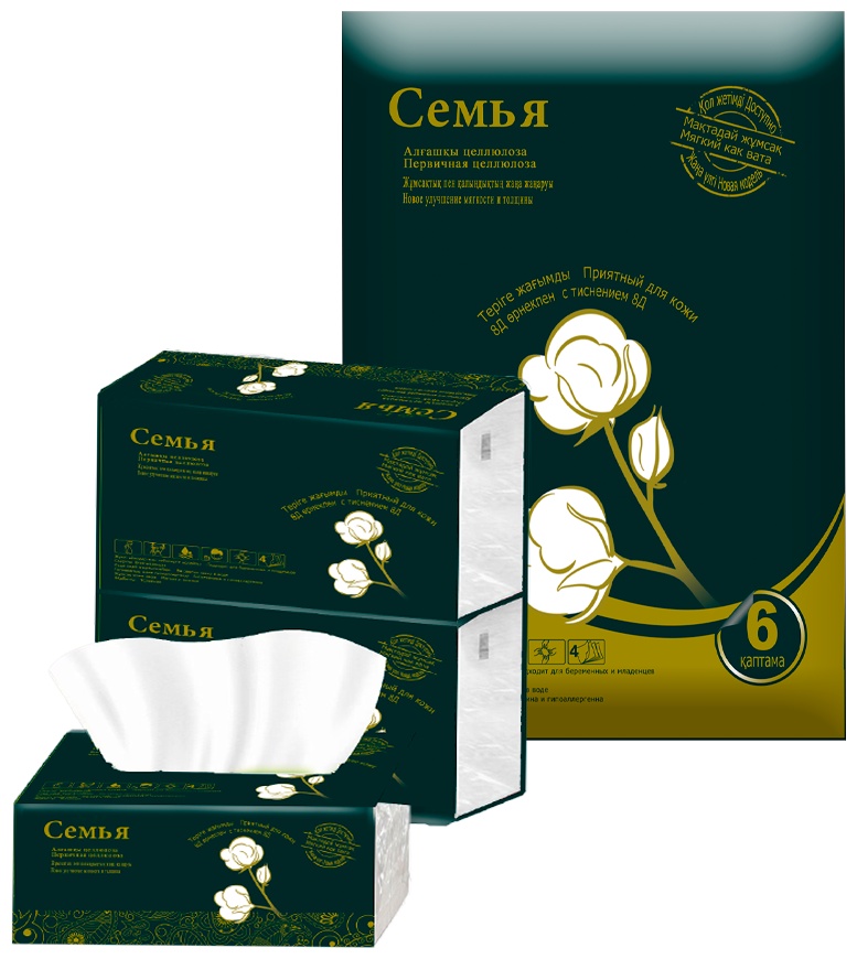 Бумажные салфетки Семья Бумажные салфетки 6 упакова 6 шт