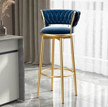 Барный стул HOME Grand, 90x37x35 см, синий, золотой 1 шт.