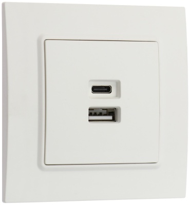 Встраиваемая Elegant, USB-розетка цвет белый