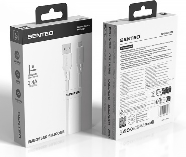 Кабель SENTEO USB 3.0 (M), Lightning, 1.2 м, SENTEO SL-04 lightning 2.4A 1m белый