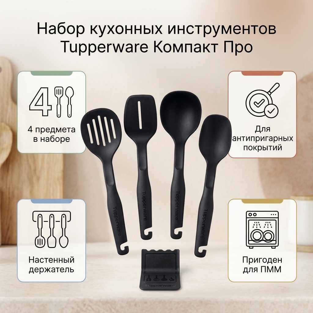 Набор кухонных инструментов Tupperware пластик, 4 шт