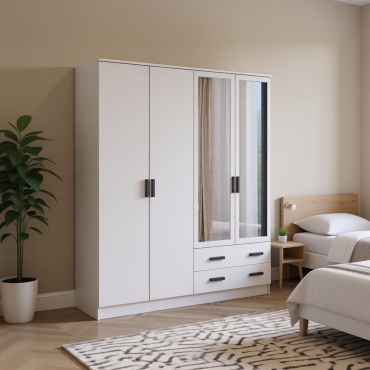 Распашной шкаф AsiaBrand Классик 4Д, 180x220х53 см, белый