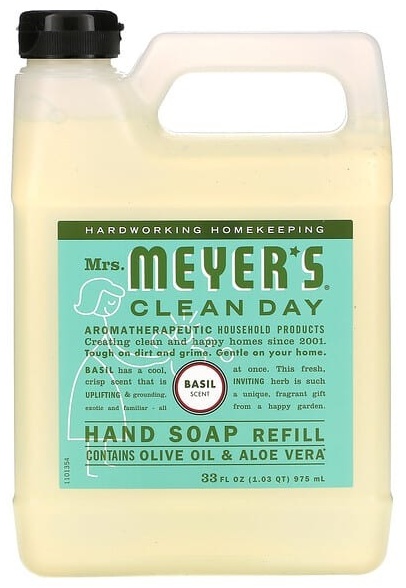 Жидкое мыло туалетное Mrs. Meyers Clean Day жидкое мыло для рук, сменный блок, базилик 975 мл