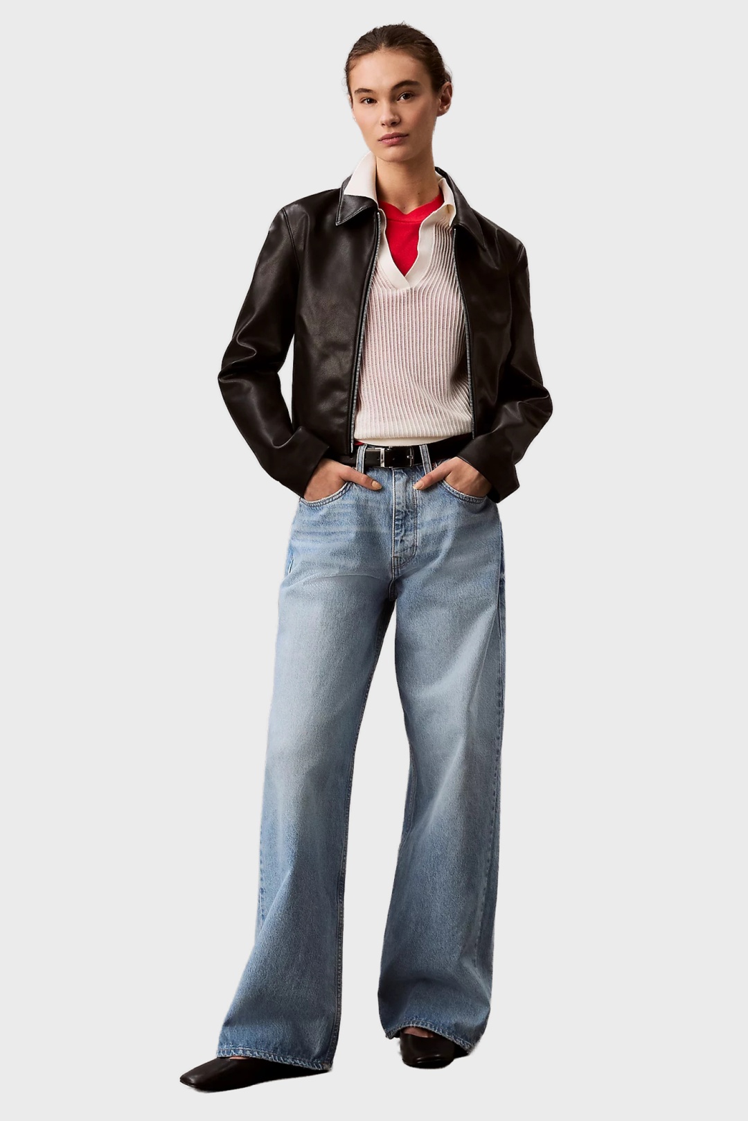 Джинсы широкие и расклешенные Calvin Klein Jeans голубой