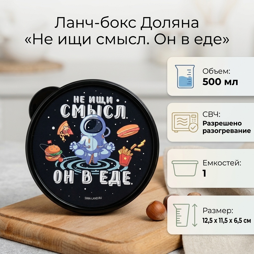 Доляна ланч-бокс Не ищи смысл. Он в еде 5399508 1 шт, пластик