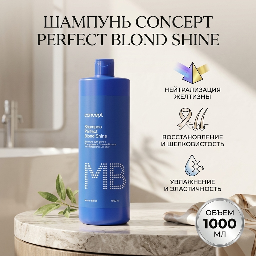 Concept Perfect Blond Shine шампунь 1000 мл