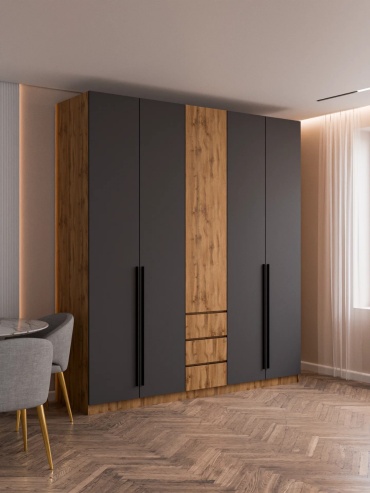 Распашной шкаф Aiba Mebel ФОРТУНА, 200x220х50 см, бежевый, графит