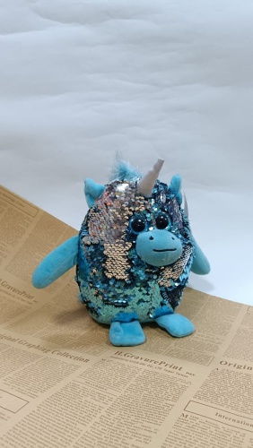 Мягкая игрушка 1TOY Единорожка, высота 25 см, голубой
