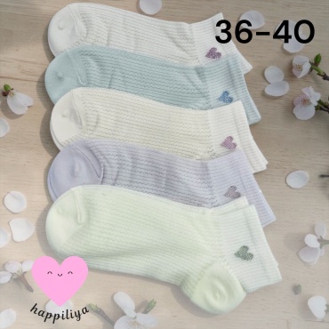 Носки happiliya 5 пар белый, фиолетовый, айвори 36-4