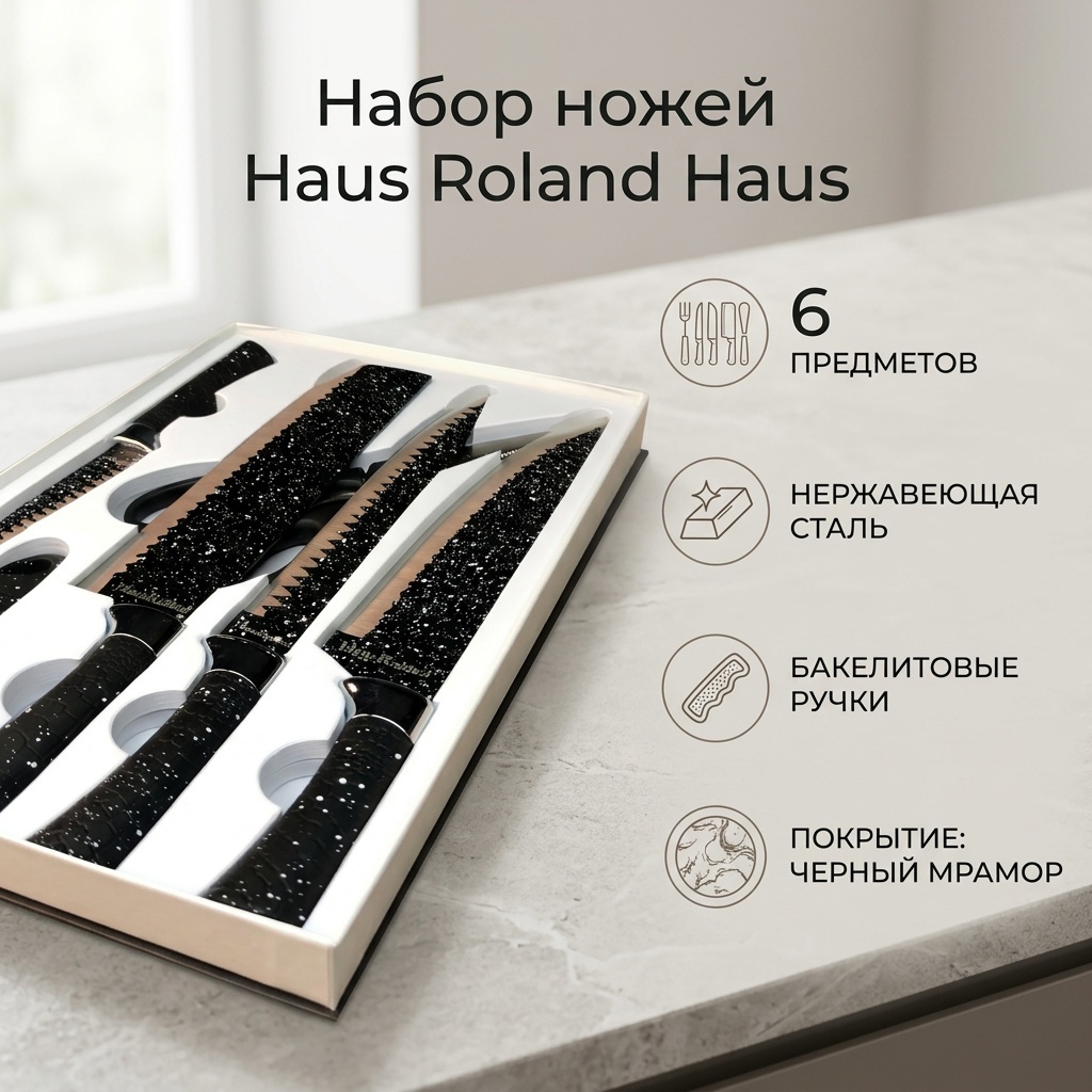 Набор ножей Haus Roland Haus, лезвие: нержавеющая сталь 6 шт