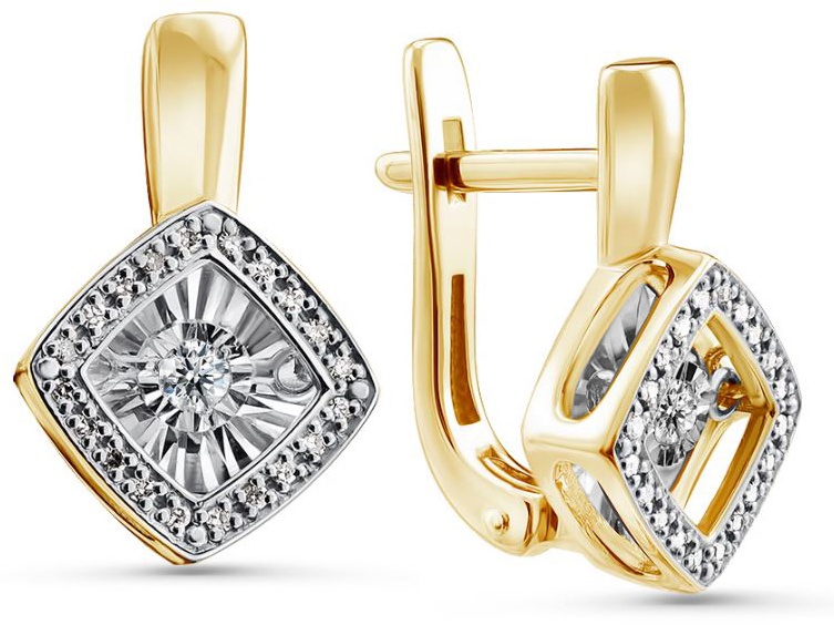 Серьги Lucente Бриллианты Якутии 02-K0002-06-106-02-01 вес 2.81 г золото, бриллиант