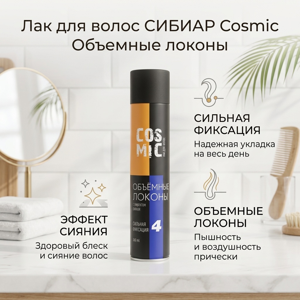 СИБИАР Cosmic Объемные локоны лак сильная фиксация 360 мл