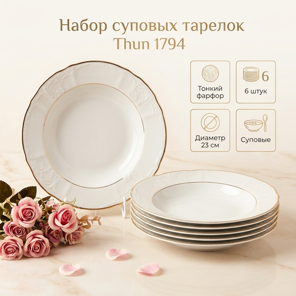Тарелка Thun 1794 23 см, 6 шт, фарфор