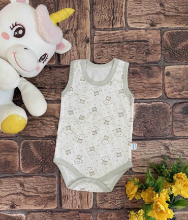 Боди Munka Kids белый, хаки
