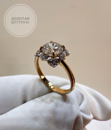 Ювелиры России К-5283 размер 17.5 вес 2.15 г золото, фианит, кристалл Swarovski