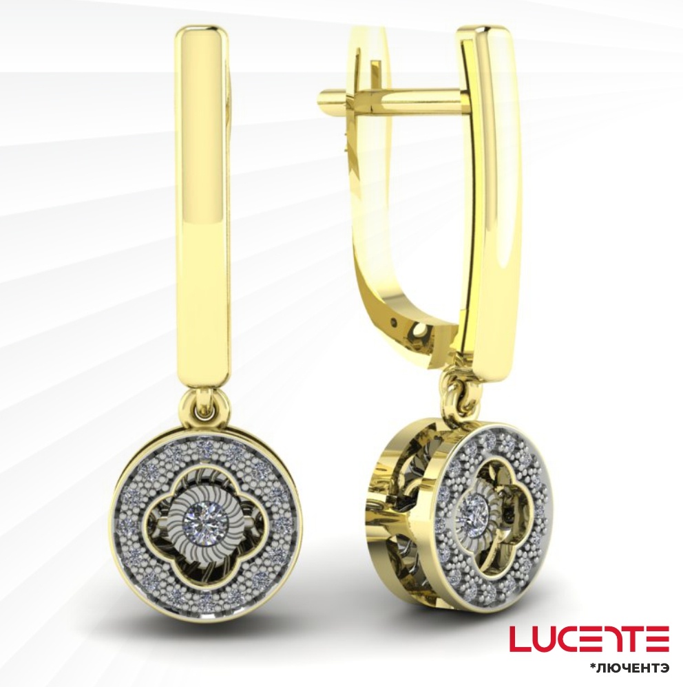 Серьги Lucente Бриллианты Якутии 02-K0013-06-106-02-01 вес 3.73 г золото, бриллиант