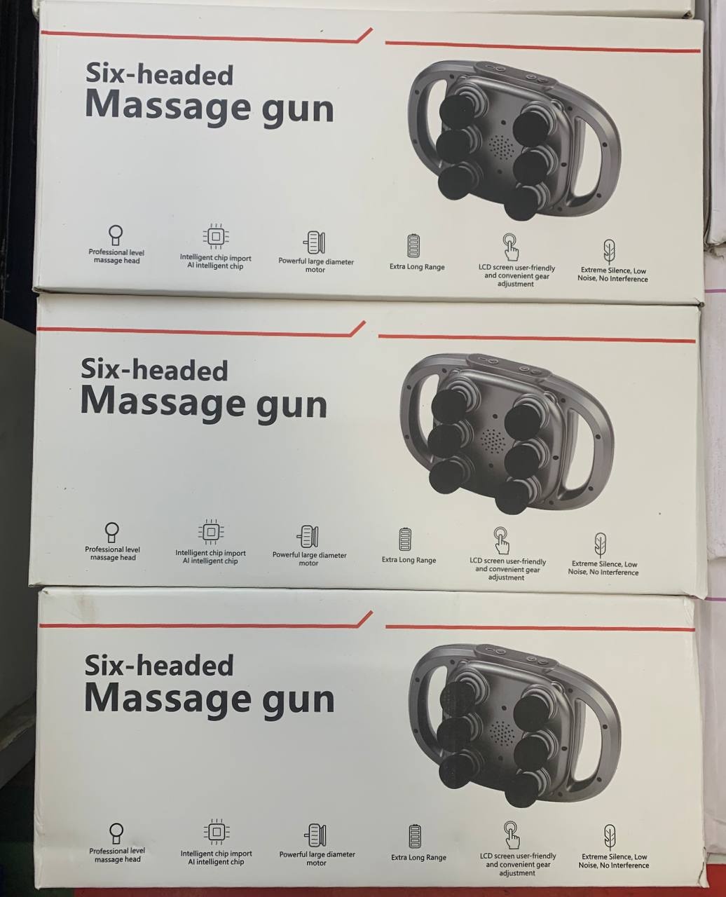 Массажер Massage Gun FZ-60 с 6 головками ручной разогревающий, вибрационный, раскатывающий