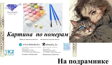 Картина по номерам Алмазка Девушка с котом холст на подрамнике 40x40 см