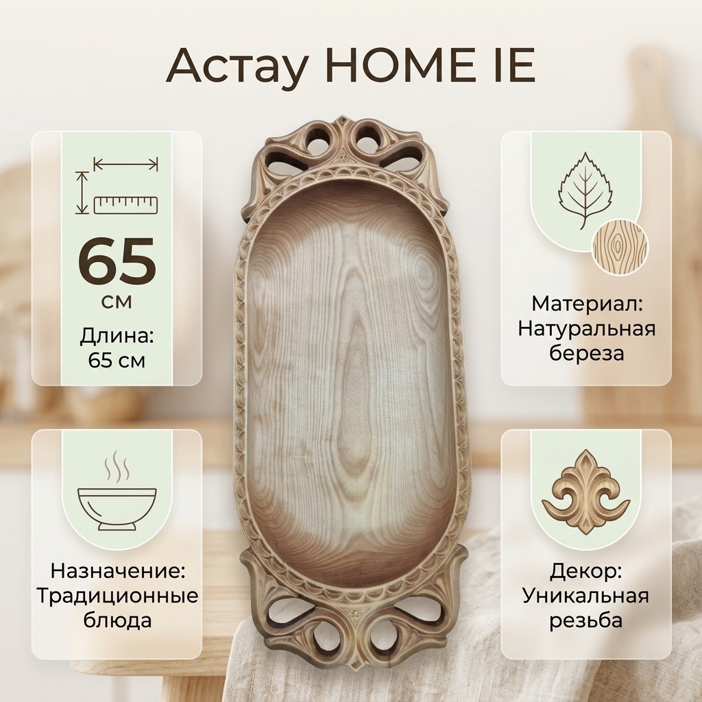 Астау HOME 65х27 см, береза, 1 шт